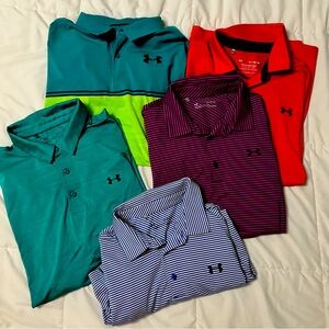 5 Men’s XL Under Armour Dri fit polos